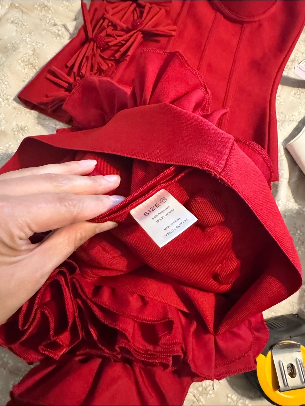 Red Ruffled  Mini Dress - Picture 5 of 11